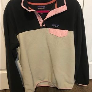 Patagonia cream, grey and pink pullover